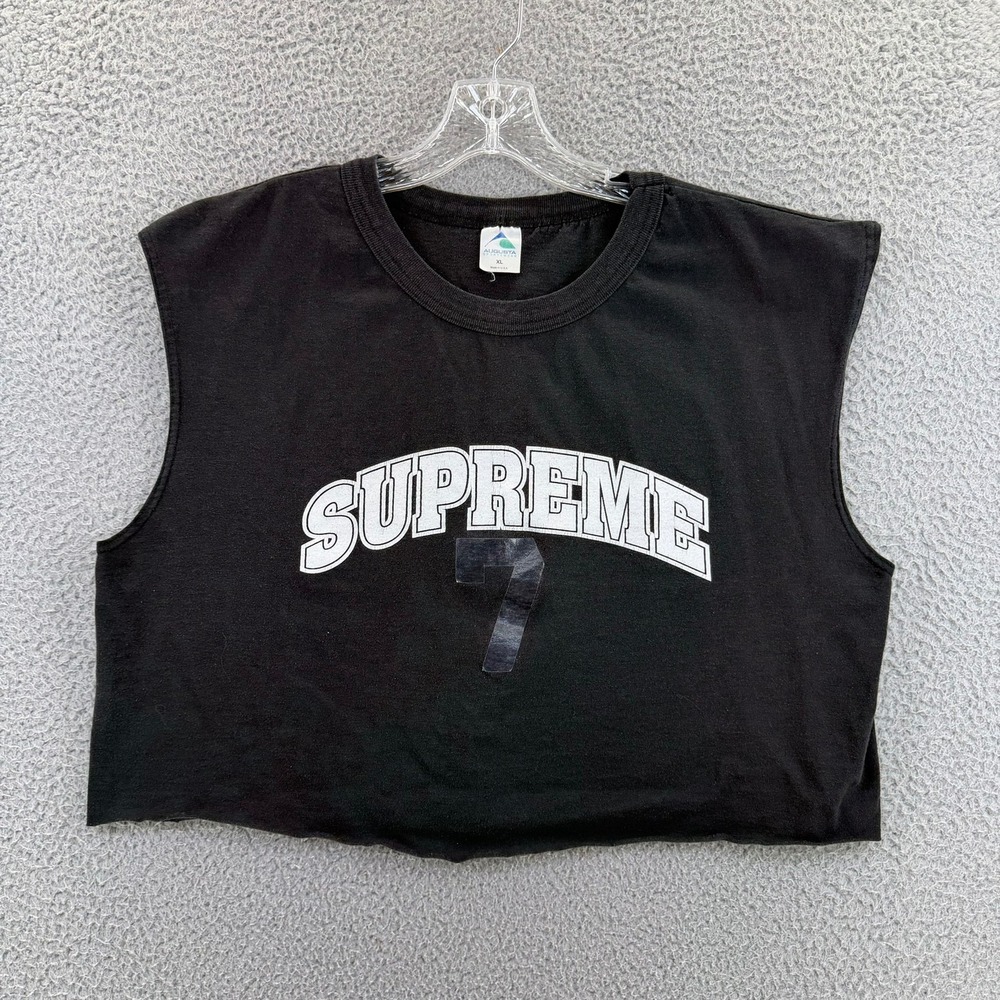 VTG Augusta Sportswear Supreme 7 Cropped Muscle Tank Top Black XL Men READ